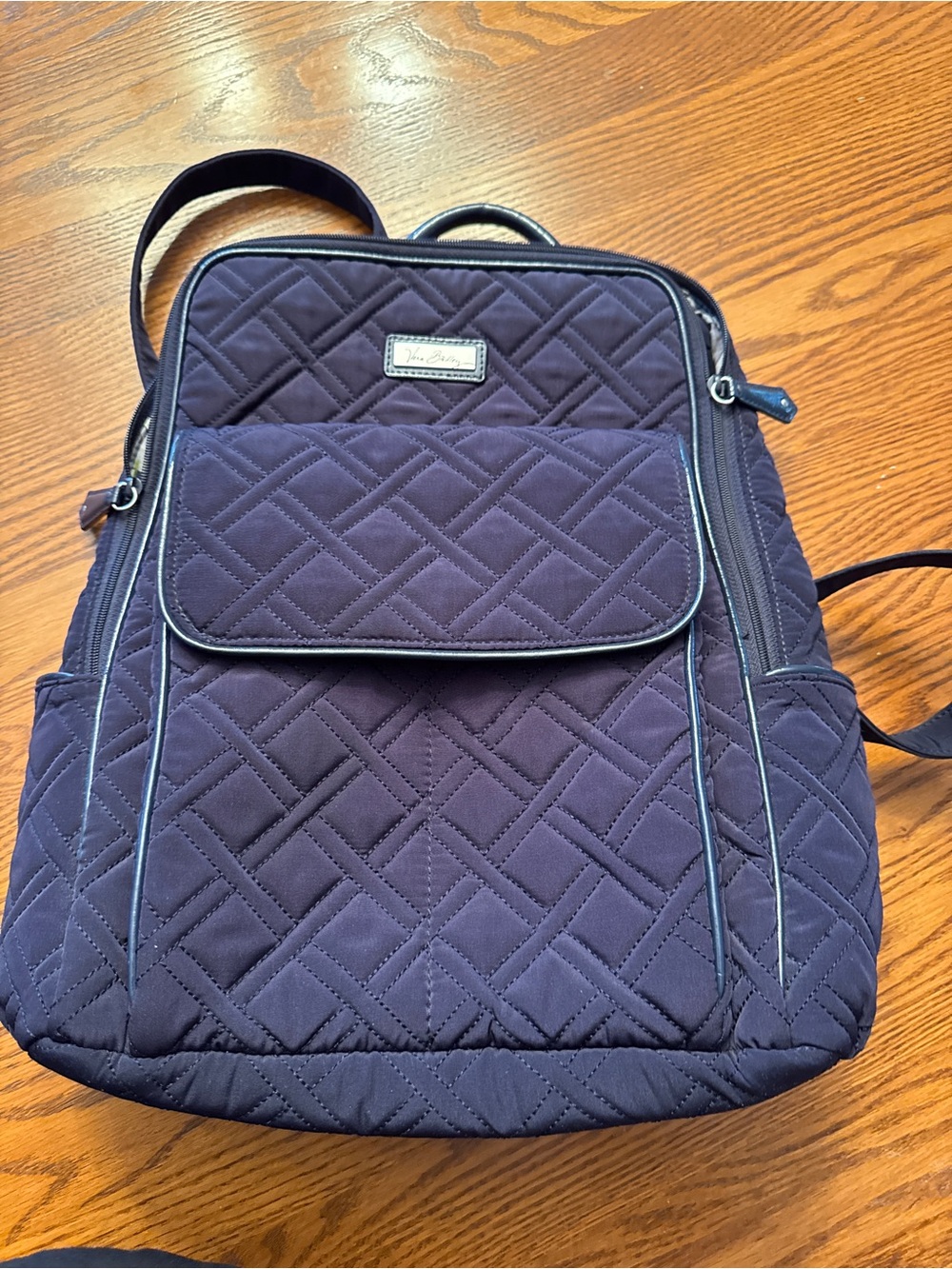 Vera Bradley Quilted Deep Navy Backpack with Contrast Trim